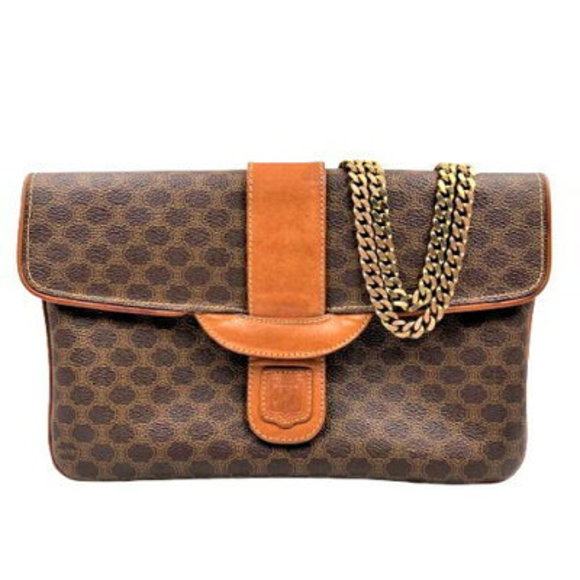 Celine Bag Brown Chain Macadam Leather Shoulder - Picture 1 of 1